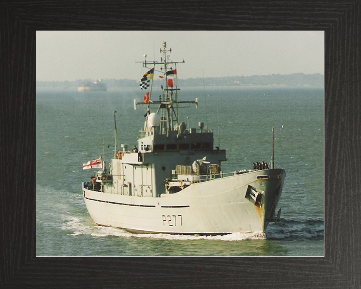 HMS Anglesey (P277) Royal Navy Island Class Patrol Vessel Starboard Bow View Photo Print Wall Art Decor Posters, Prints, & Visual Artwork Hampshire Prints 10 x 8 Black Frame No