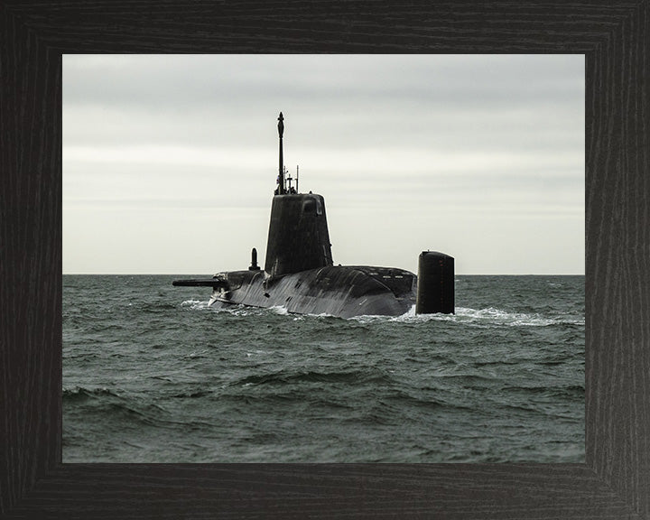 HMS Anson (S123) Photo Print - Port Quarter - Royal Navy Astute Class Submarine Hampshire Prints 10 x 8 Black Frame No