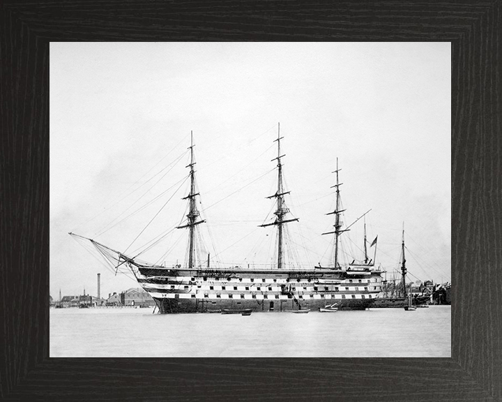 HMS Britannia (Prince of Wales) 1860 Royal Navy Training Ship Port Side Photo Print Wall Art Decor Posters, Prints, & Visual Artwork Hampshire Prints 10 x 8 Black Frame No