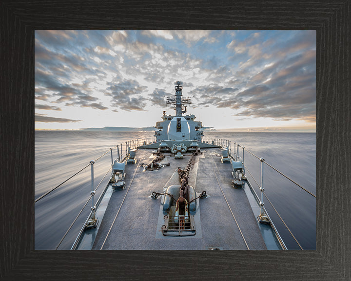 HMS Northumberland (F238) Photo Print - Forecastle - Royal Navy Type 23 Frigate Hampshire Prints 10 x 8 Black Frame No