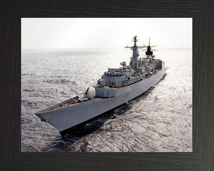 HMS Chatham (F87) Royal Navy Type 22 Frigate Port Bow View at Sunset Photo Print Wall Art Decor Posters, Prints, & Visual Artwork Hampshire Prints 10 x 8 Black Frame No