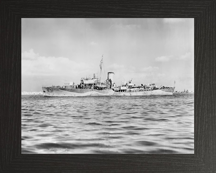 HMS Camellia (K31) Royal Navy Flower Class Corvette Port Beam View Photo Print Wall Art Decor Posters, Prints, & Visual Artwork Hampshire Prints 10 x 8 Black Frame No