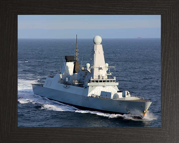 HMS Dauntless (D33) Royal Navy Type 45 Destroyer Underway Starboard Bow View Photo Print Wall Art Decor Posters, Prints, & Visual Artwork Hampshire Prints 10 x 8 Black Frame No