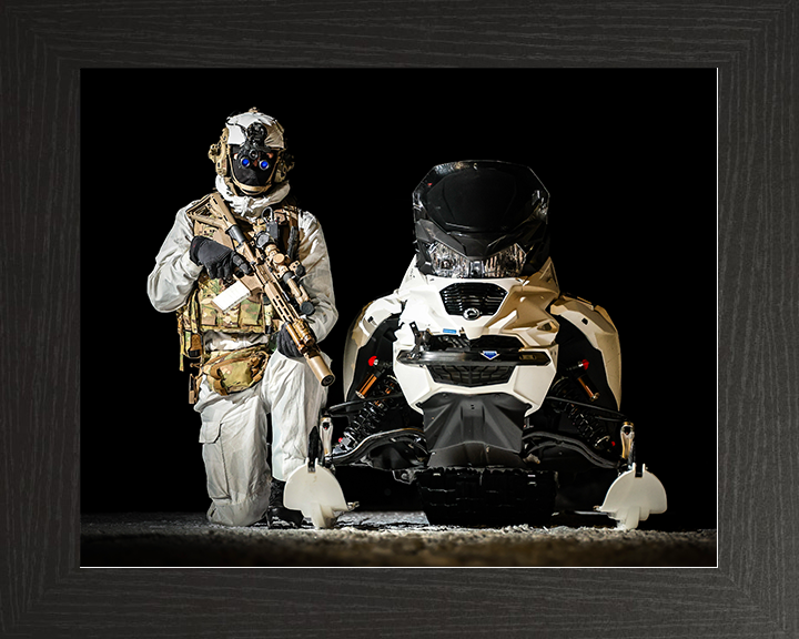 Royal Marine With an Oversnow Reconnaissance Vehicle Photo Print 30 Commando Wall Art Military Decor UK Posters, Prints, & Visual Artwork Hampshire Prints 10 x 8 Black Frame No