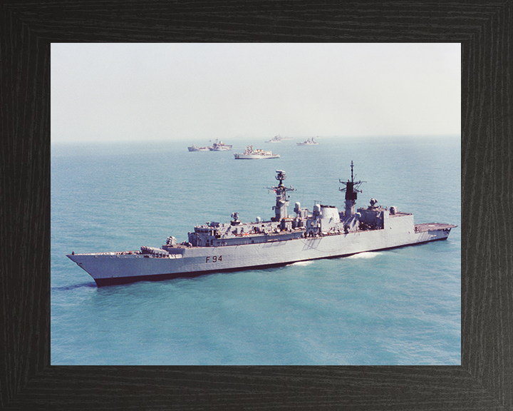 HMS Brave (F94) Royal Navy Type 22 Frigate Port Side View Photo Print Wall Art Decor Posters, Prints, & Visual Artwork Hampshire Prints 10 x 8 Black Frame No