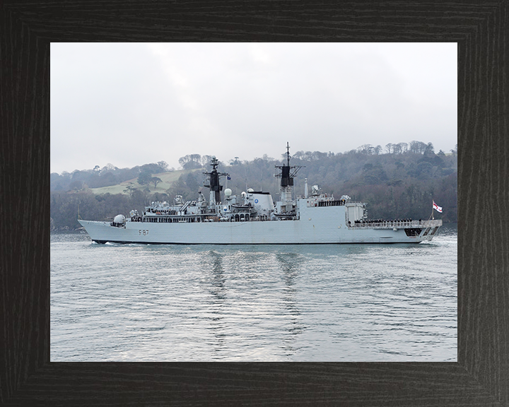HMS Chatham (F87) Royal Navy Type 22 Frigate Deploys 2010 Photo Print Wall Art Decor Posters, Prints, & Visual Artwork Hampshire Prints 10 x 8 Black Frame No