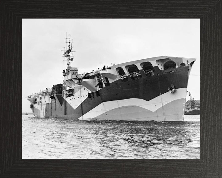 HMS Pretoria Castle (F61) Photo Print - At Anchor - Royal Navy Merchant Cruiser Hampshire Prints 10 x 8 Black Frame No