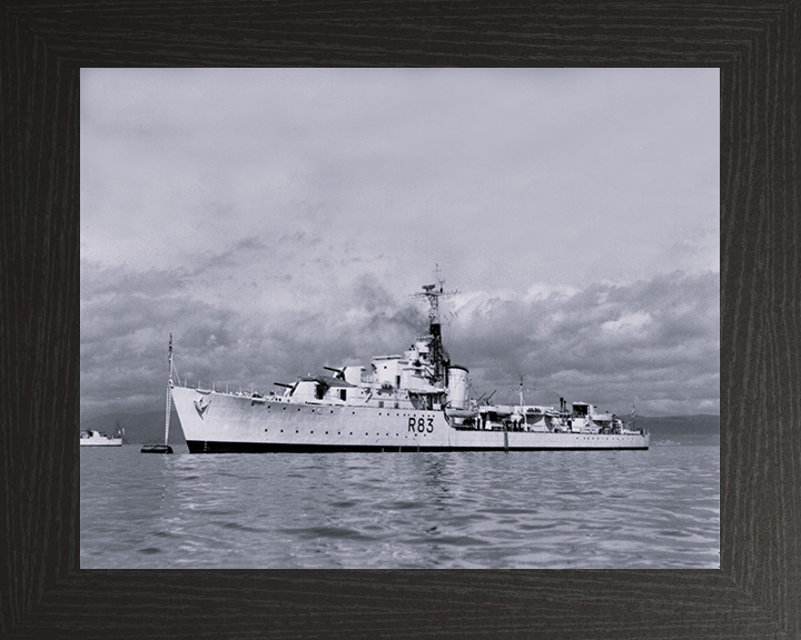 HMS Ulster (R83) - At a Buoy 1946 - Royal Navy U Type Destroyer Photo Print Wall Art Naval Decor UK Posters, Prints, & Visual Artwork Hampshire Prints 10 x 8 Black Frame No