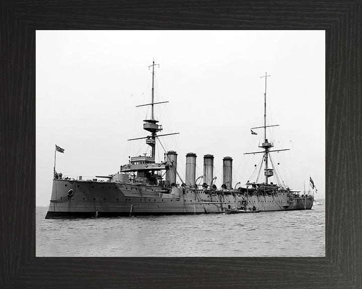 HMS Argyll (1904) Royal Navy Devonshire Class Cruiser Port Side View Warship Photo Print Wall Art Decor Posters, Prints, & Visual Artwork Hampshire Prints 10 x 8 Black Frame No