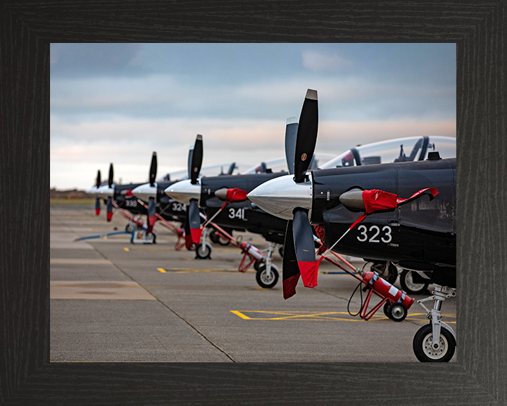 RAF Texan Aircraft lined up Photo Print - Royal Air Force Aircraft Hampshire Prints 10 x 8 Black Frame No