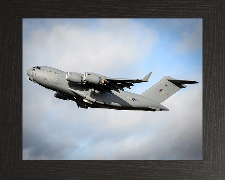 RAF C-17 Globemaster III After Takeoff 2013 Photo Print - Royal Air Force Aircraft Posters, Prints, & Visual Artwork Hampshire Prints 10 x 8 Black Frame No