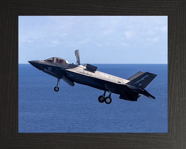 F-35B Lighting Jet Takeoff Aug 2025 Photo Print - Royal Navy Aircraft Posters, Prints, & Visual Artwork Hampshire Prints 10 x 8 Black Frame No
