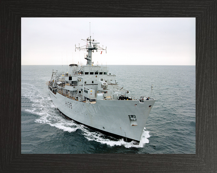 HMS Herald (H138) Photo Print - Port Side View At Sea - Royal Navy Hecla Class Survey Vessel