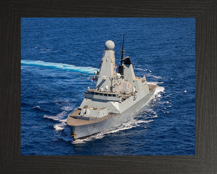 HMS Diamond (D34) Photo Print - Turning to Starboard - Royal Navy Type 45 Destroyer Hampshire Prints 10 x 8 Black Frame No