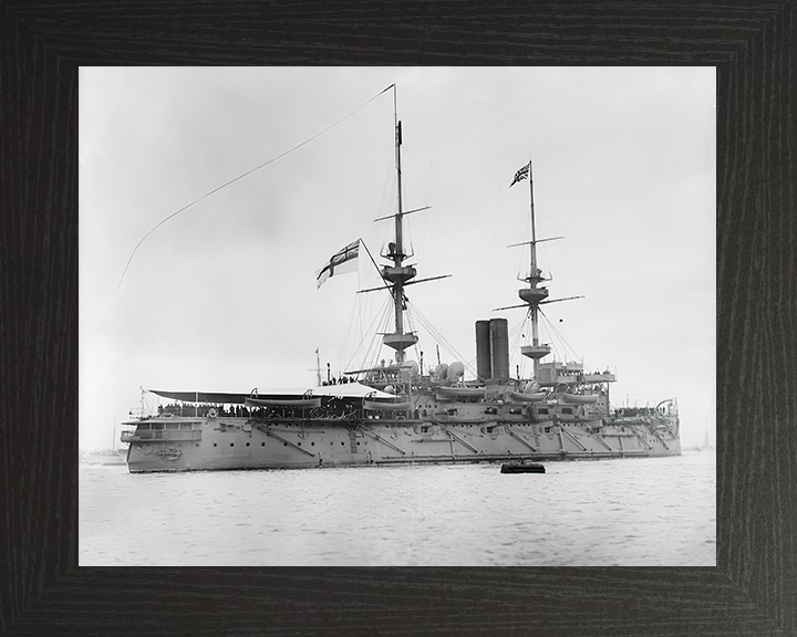 HMS Caesar (1896) Royal Navy Majestic Class Dreadnought Starboard View Photo Print Wall Art Decor Posters, Prints, & Visual Artwork Hampshire Prints 10 x 8 Black Frame No