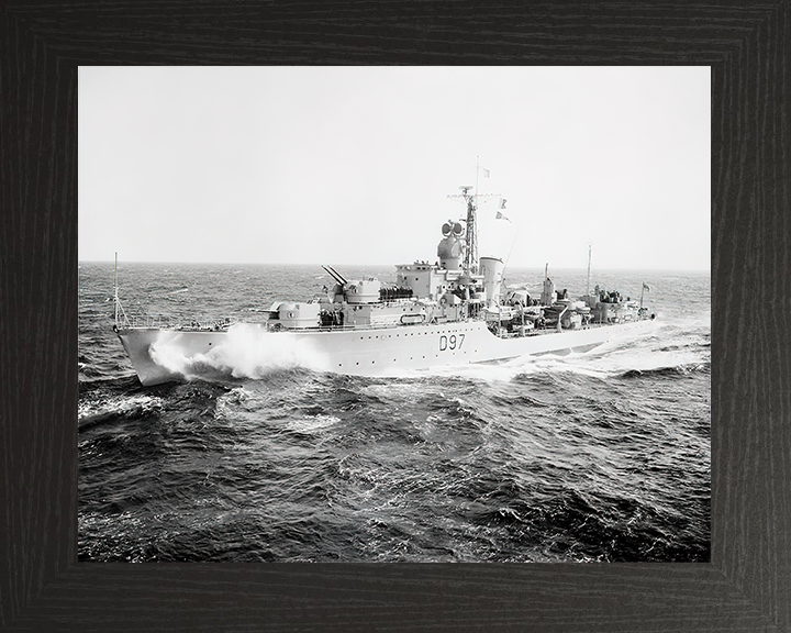 HMS Corunna (D97) Royal Navy Battle Class Destroyer Port Side View Photo Print Wall Art Decor Posters, Prints, & Visual Artwork Hampshire Prints 10 x 8 Black Frame No