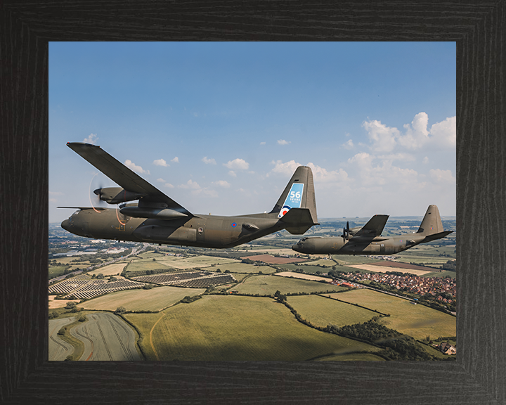 RAF Hercules C-130J Final Flypast Photo Print - Royal Air Force Aircraft Hampshire Prints 10 x 8 Black Frame No