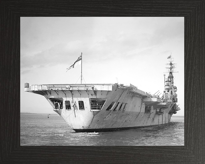 HMS Theseus (R64) Photo Print - Underway 1947 - Royal Navy Colossus Class Aircraft Carrier Hampshire Prints 10 x 8 Black Frame No