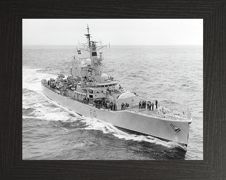 HMS Aurora (F10) Royal Navy Leander Class Frigate High Starboard Bow View Photo Print Wall Art Decor Posters, Prints, & Visual Artwork Hampshire Prints 10 x 8 Black Frame No