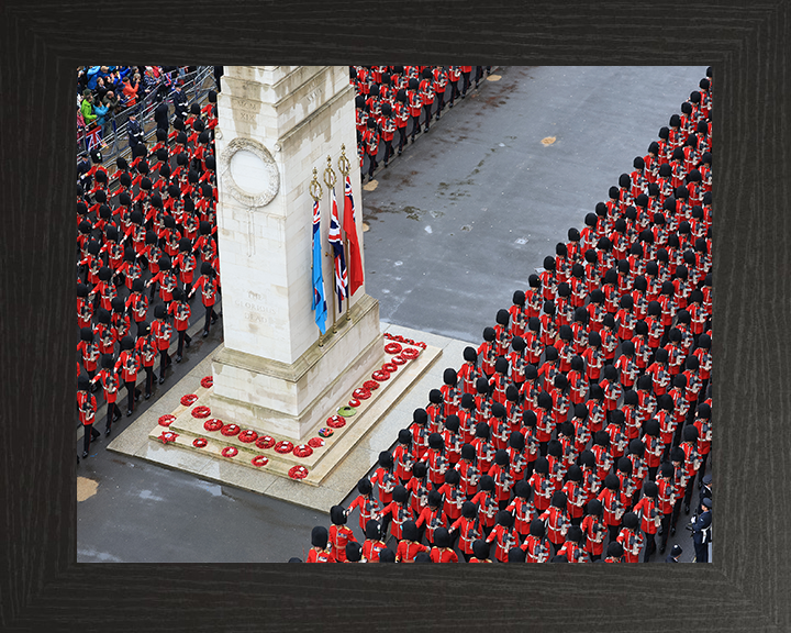 Household Division March Past the Cenotaph Photo Print - British Army Hampshire Prints 10 x 8 Black Frame No