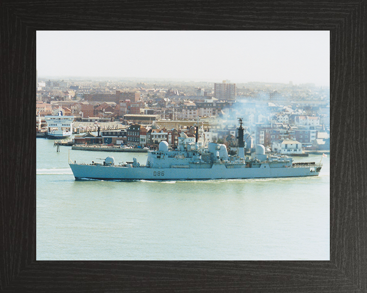 HMS Birmingham (D86) Royal Navy Type 42 Destroyer Passing Old Portsmouth Photo Print Wall Art Decor Posters, Prints, & Visual Artwork Hampshire Prints 10 x 8 Black Frame No