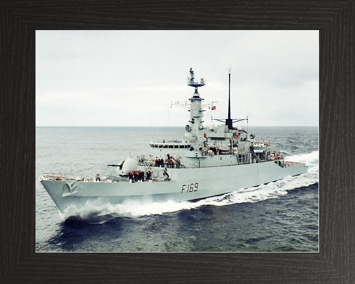 HMS Amazon (F169) Royal Navy Type 21 Frigate Underway Photo Print Wall Art Decor Posters, Prints, & Visual Artwork Hampshire Prints 10 x 8 Black Frame No