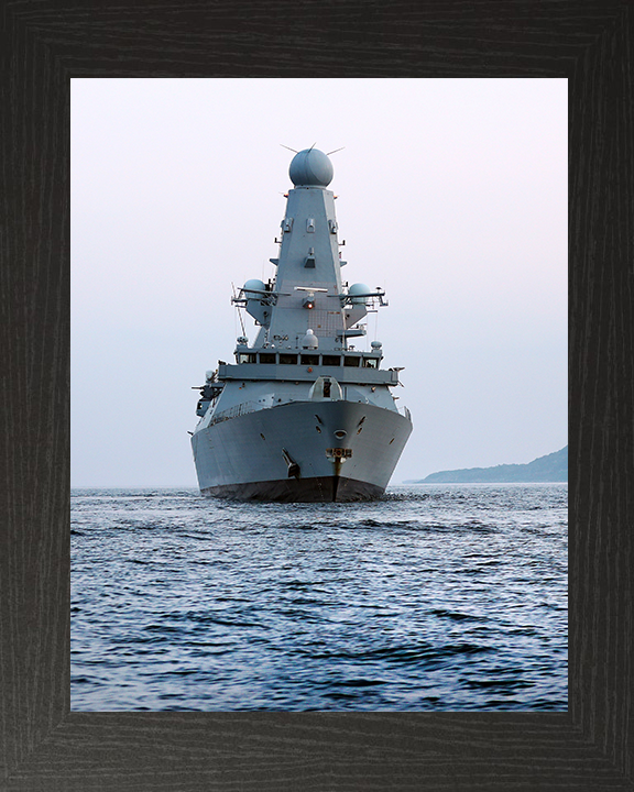 HMS Defender (D36) Royal Navy Type 45 Destroyer Low Bow View Photo Print Wall Art Decor Posters, Prints, & Visual Artwork Hampshire Prints 10 x 8 Black Frame No