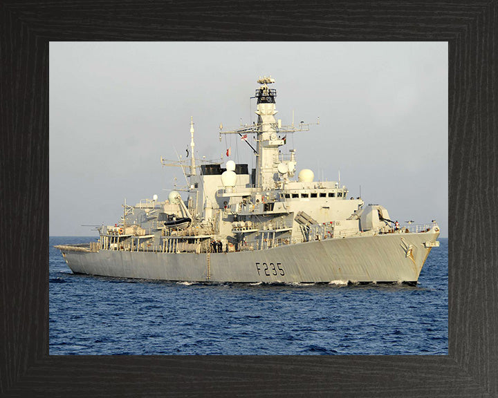 HMS Monmouth (F235) Photo Print - Starboard View - Royal Navy Type 23 Frigate Hampshire Prints 10 x 8 Black Frame No