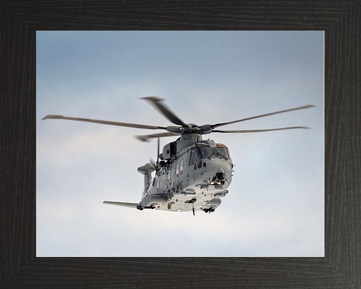 Merlin MK4 Helicopter Front View in Flight 2026 Royal Navy Aircraft Photo Print Wall Art Naval Decor UK Posters, Prints, & Visual Artwork Hampshire Prints 10 x 8 Black Frame No