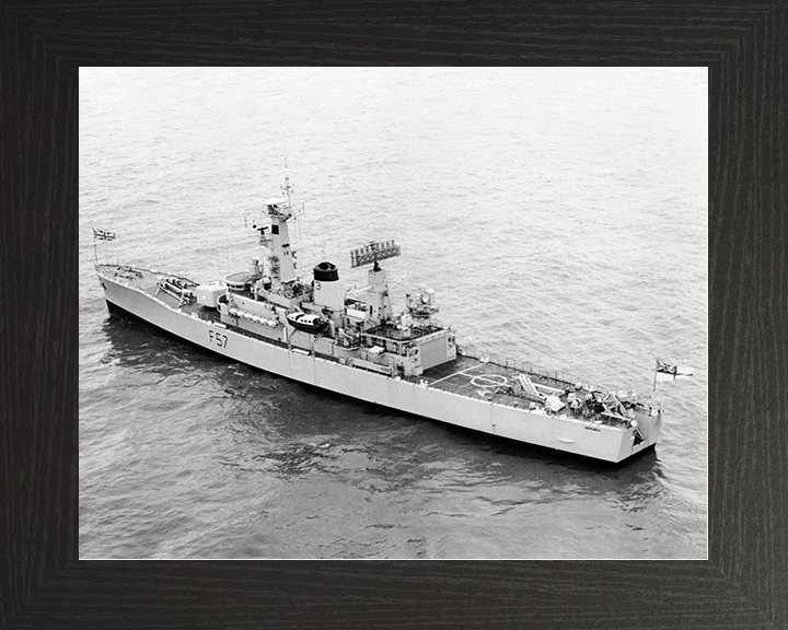 HMS Andromeda (F57) Royal Navy Leander Class Frigate From the Air Photo Print Wall Art Decor Posters, Prints, & Visual Artwork Hampshire Prints 10 x 8 Black Frame No