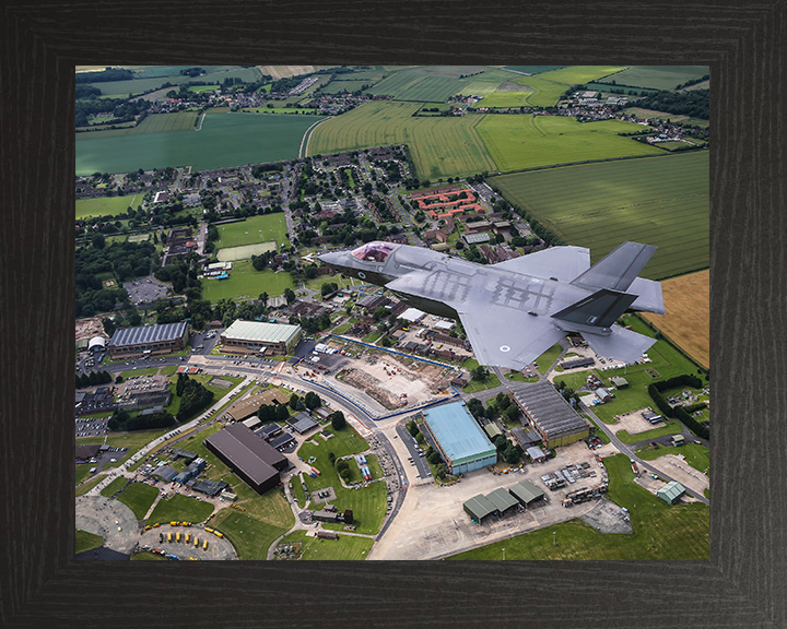 RAF F-35B flying over RAF Marham Photo Print - Royal Air Force Aircraft Hampshire Prints 10 x 8 Black Frame No