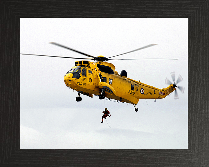 RAF Search and Rescue (SAR) Sea King Helicopter Photo Print - Royal Air Force Aircraft Hampshire Prints 10 x 8 Black Frame No