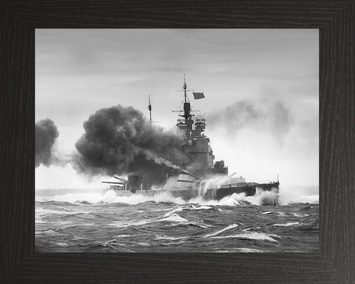 HMS Duke of York (17) Photo Print - Broadside 1943 - Royal Navy King George V Class Battleship Posters, Prints, & Visual Artwork Hampshire Prints 10 x 8 Black Frame No