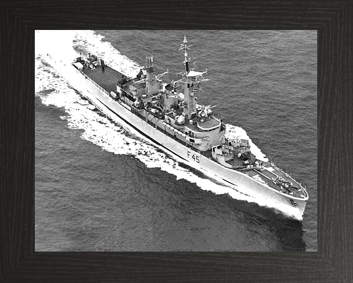 HMS Minerva (F45) Photo Print - at sea - Royal Navy Leander Class Frigate Posters, Prints, & Visual Artwork Hampshire Prints 10 x 8 Black Frame No