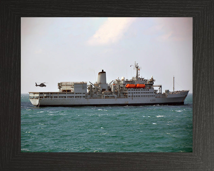 RFA Fort Austin (A386) Photo Print - Starboard Side - Royal Fleet Auxiliary Fort Rosalie Class Ship Hampshire Prints 10 x 8 Black Frame No