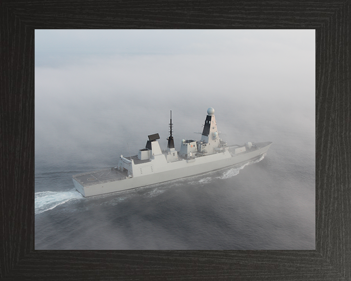 HMS Diamond (D34) Royal Navy Type 45 Destroyer In Fog Photo Print Wall Art Decor Posters, Prints, & Visual Artwork Hampshire Prints 10 x 8 Black Frame No