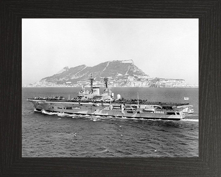 HMS Ark Royal (R09) Royal Navy Audacious Class Aircraft Carrier Off Gibraltar Photo Print Wall Art Decor Posters, Prints, & Visual Artwork Hampshire Prints 10 x 8 Black Frame No
