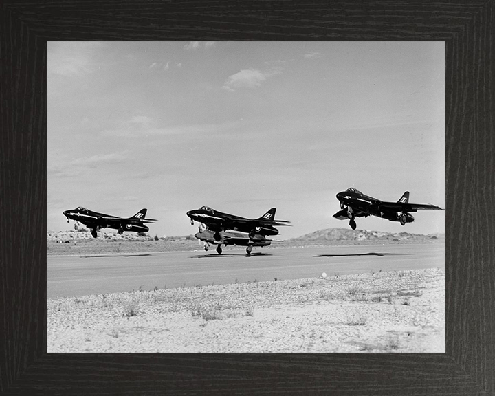 RAF Hunter F6s fighter aircraft Akrotiri 1961 Photo Print - Royal Air Force Aircraft Hampshire Prints 10 x 8 Black Frame No