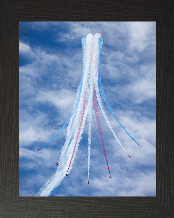 RAF Red Arrows displaying Photo Print - Royal Air Force Aircraft Hampshire Prints 10 x 8 Black Frame No