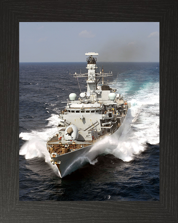 HMS Portland (F79) Photo Print - At Speed 2008 - Royal Navy Type 23 Frigate Hampshire Prints 10 x 8 Black Frame No