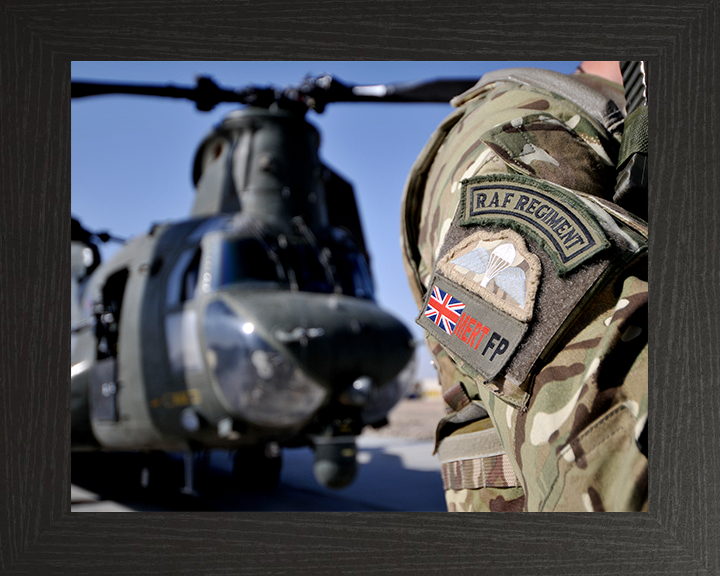 RAF Regiment MERT Force Protection badge Photo Print - Royal Air Force Hampshire Prints 10 x 8 Black Frame No