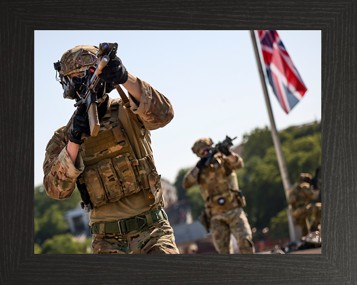 Royal Marines Commandos with Union Jack Photo Print Hampshire Prints 10 x 8 Black Frame No