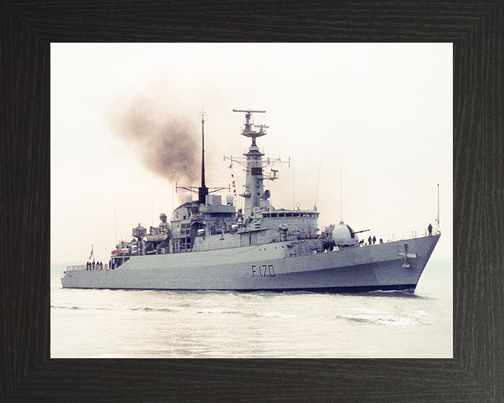 HMS Antelope (F170) Royal Navy Type 21 Frigate Starboard View in Colour Photo Print Wall Art Decor Posters, Prints, & Visual Artwork Hampshire Prints 10 x 8 Black Frame No