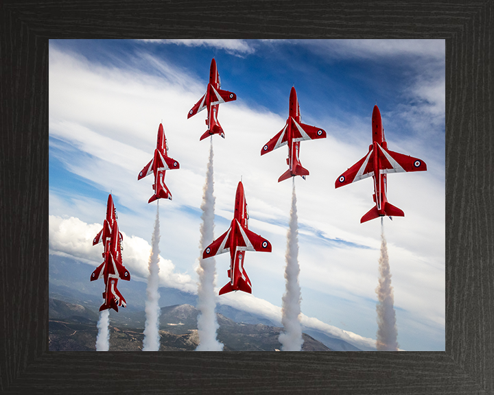 RAF Red Arrows Vertical Climb Closeup Photo Print - Royal Air Force Aircraft Hampshire Prints 10 x 8 Black Frame No