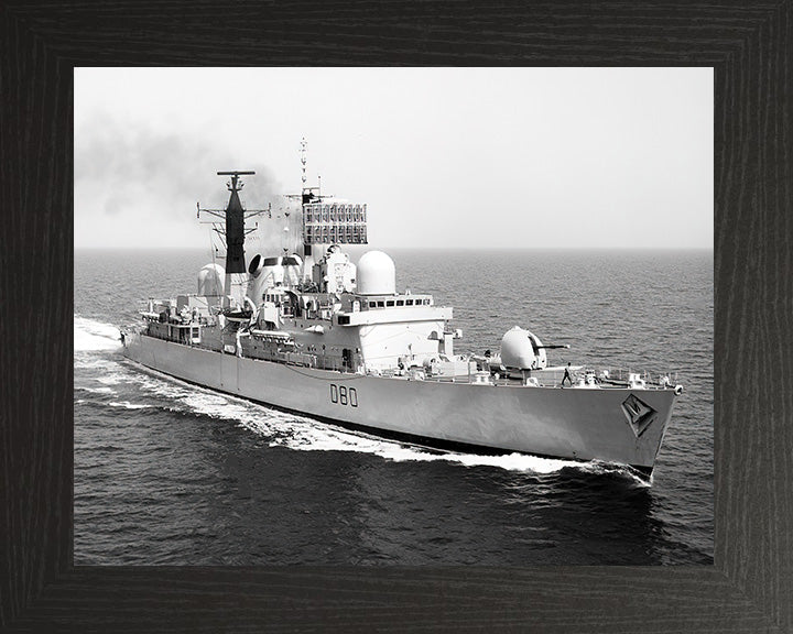 HMS Sheffield (D80) Photo Print - At Sea - Royal Navy Type 42 Destroyer Hampshire Prints 10 x 8 Black Frame No
