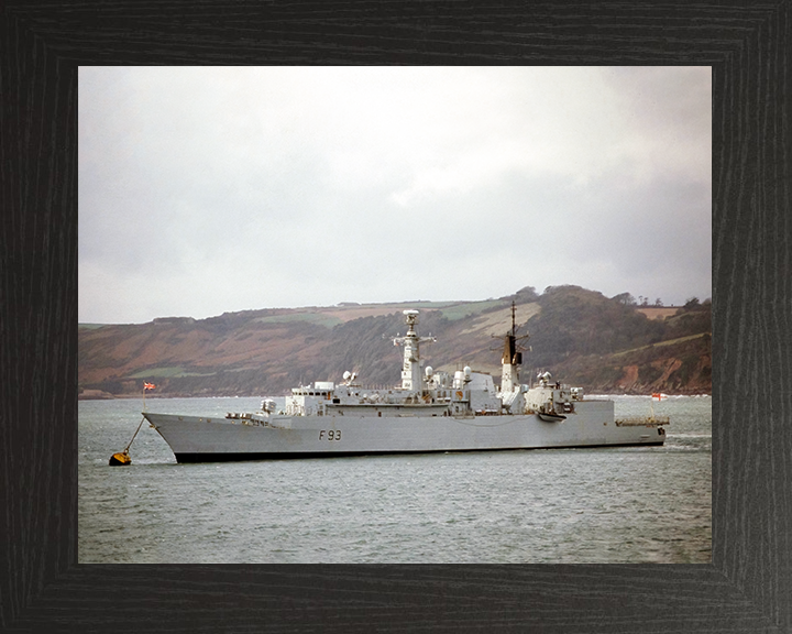 HMS Beaver (F93) Royal Navy Type 22 Frigate At A Buoy Photo Print Wall Art Decor Posters, Prints, & Visual Artwork Hampshire Prints 10 x 8 Black Frame No