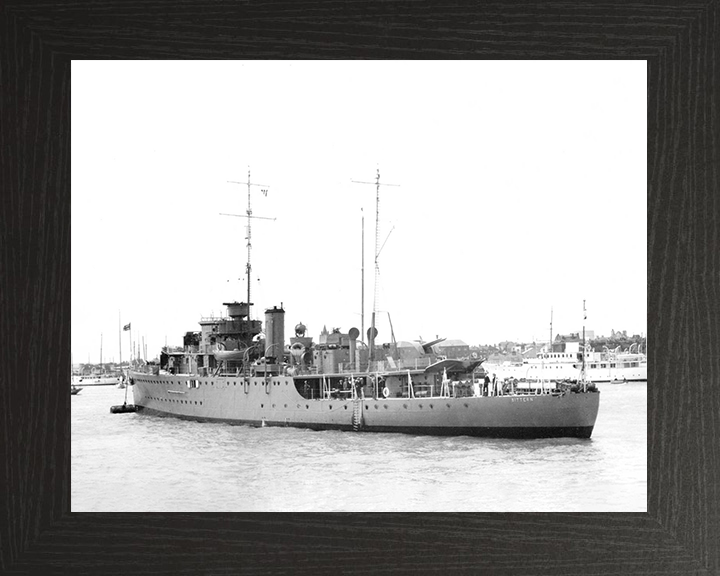 HMS Bittern (L07) Royal Navy Bittern Class Sloop Warship At A Buoy Photo Print Wall Art Decor Posters, Prints, & Visual Artwork Hampshire Prints 10 x 8 Black Frame No