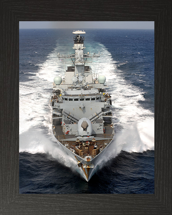 HMS Portland (F79) Photo Print - Bow View 2008 - Royal Navy Type 23 Frigate Hampshire Prints 10 x 8 Black Frame No