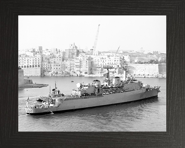 HMS Devonshire (D02) Royal Navy County Class Destroyer Valletta Malta Photo Print Wall Art Decor Posters, Prints, & Visual Artwork Hampshire Prints 10 x 8 Black Frame No