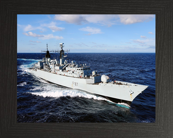 HMS Chatham (F87) Royal Navy Type 22 Frigate High Starboard View Photo Print Wall Art Decor Posters, Prints, & Visual Artwork Hampshire Prints 10 x 8 Black Frame No